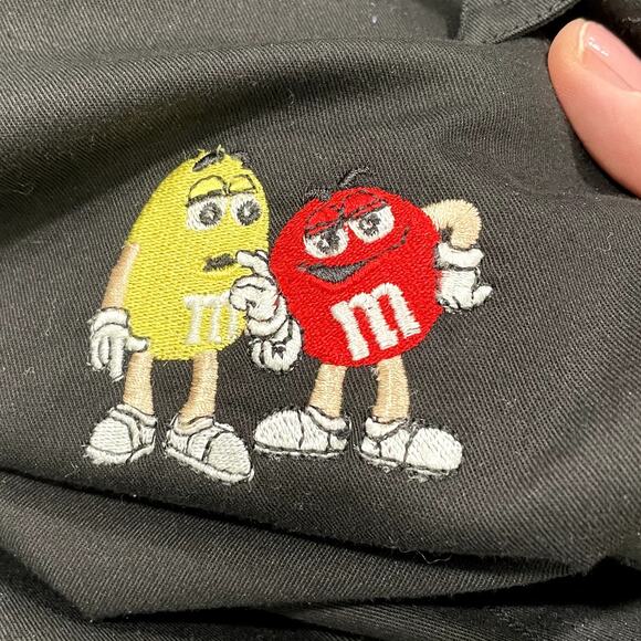 Planet Mars M&M Size M Shirt Button Up Long Sleeve Embroidered Candy Black - Picture 4 of 10